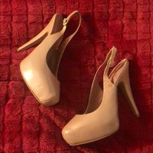 Vince Pink Nude Platform Slingback Heels